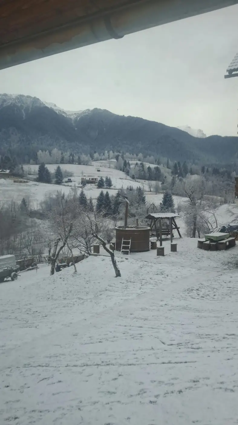 Iarna în Sohodol, curtea acoperită de zăpadă